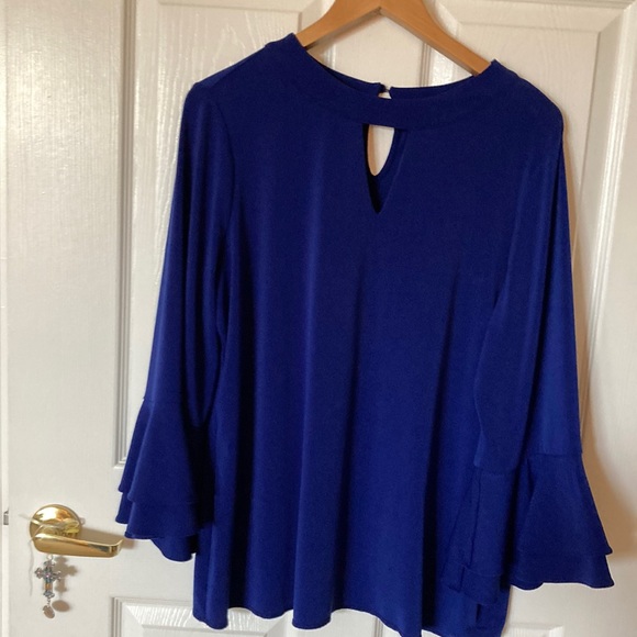 Charter Club Tops - Dressy tops with ruffled bell sleeve and keyhole neckline and keyhole in back